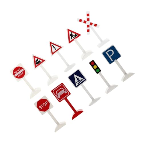 Toddmomy 10Stücke Teiliges Verkehrsschild Aus Pädagogisches Modell Für Verkehrssicherheit Für Kreative Spielumgebungen Und Puppenhäuser von Toddmomy