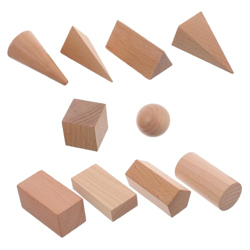 Toddmomy 10pcs Students Geometrie Formen Geometriewürfel Feste Geometrie Blockiert Holzgeometrieblöcke Teile Feste Geometrie Blöcke Ersatz von Toddmomy