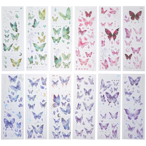 Toddmomy 12 Blatt Dekorative Schmetterlingsaufkleber DIY Scrapbooking Sticker aus Pet mit Feinen Mustern für Kalender Karten und Tagebuchgestaltung Varianten Packung Toddmomy 12 Blatt Dekorative Schmetterlingsaufkleber DIY Scrapbooking Sticker aus Pet mit Feinen Mustern für Kalender Karten und Tagebuchgestaltung Varianten Packung von Toddmomy