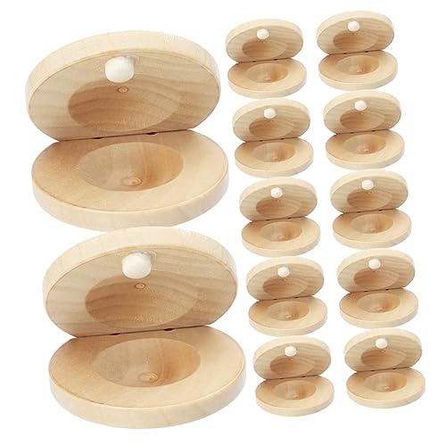 Toddmomy 12 Stck Teiliges Holz Kastagnetten für Kleines Percussion Instrument aus Natürlichem Holz Leichter Griff Klarer Pädagogisches Musikspielzeug für Frühe Musikalische von Toddmomy