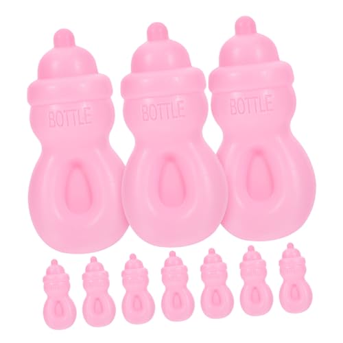 Toddmomy 12 Stück Babyflaschenspielzeug Puppenfutterflasche Babypuppenflaschen kleine Futterflaschen Kinderspielzeug Werkzeug zum Füttern von Kindern Plastik Rosa von Toddmomy
