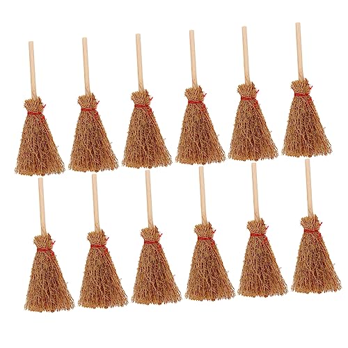Toddmomy 12 Stück Mini Hexenbesen Modell für Puppenhaus Dekoration Halloween Requisiten für Miniatur Landschaften Handgefertigte DIY Accessoires für Kreative Bastelideen von Toddmomy