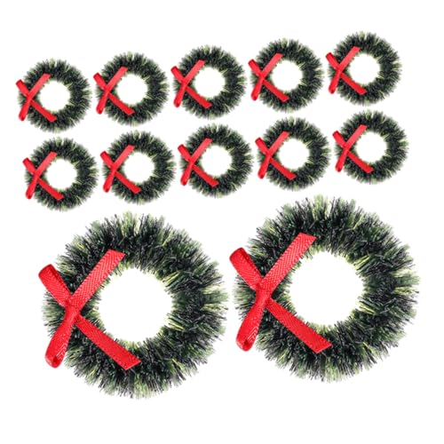 Toddmomy 12 Stück Puppenhaus-Girlande Kränze für Landschaft Weihnachten mini dekorativ weihnachtsdeko puppenhaus weihnachtskranz deko Christbaumkranz Kleiner Weihnachtskranz Plastik Green von Toddmomy