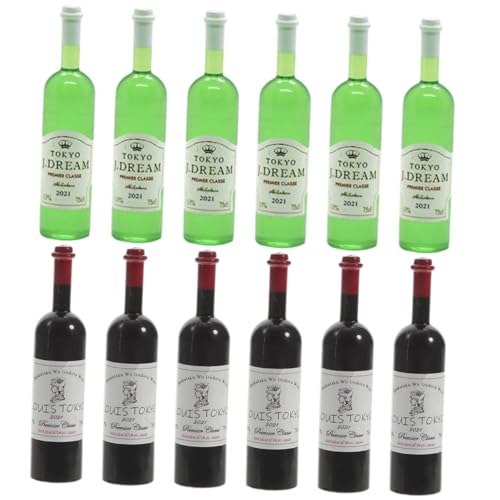 Toddmomy 12 Stück Puppenhaus Zubehör Mini Flaschen Dekoration mit und Grünem Kopf Realistische Miniatur Lebensmittel und Getränke für Puppenhaus Deko und Basteln von Toddmomy