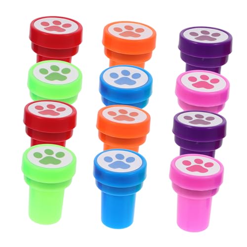Toddmomy 12 Stück Teiliges DIY Hundepfoten Stempel für Bunte Kunststoff Stempel für Tagebuch Basteln Journaling Kreative Lernspielzeuge für Partygeschenke und Scrapbooking von Toddmomy