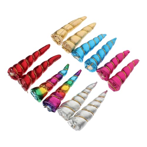 Toddmomy 12 Stück Teiliges Einhorn Horn Haarschmuck für Mädchen DIY Haarreifen Bastelmaterialien Bunte Hörner in Blau Gold Rot Silber für Party und Kostümzierde von Toddmomy