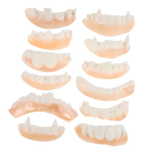 Toddmomy 12 Stück Teiliges Halloween Vampirzähne Realistische Cosplay Zahnersatz Langlebige Kostümzähne für Erwachsene Vielseitig für Halloween und Kostümpartys Geeignet von Toddmomy