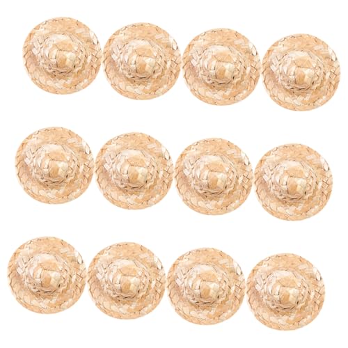 Toddmomy 12 Stück Teiliges Mini Handgewebte Strohhüte Kleine DIY Handwerkskappen Leicht Für Puppendekoration Bastelprojekte Sommersaison Accessoires von Toddmomy