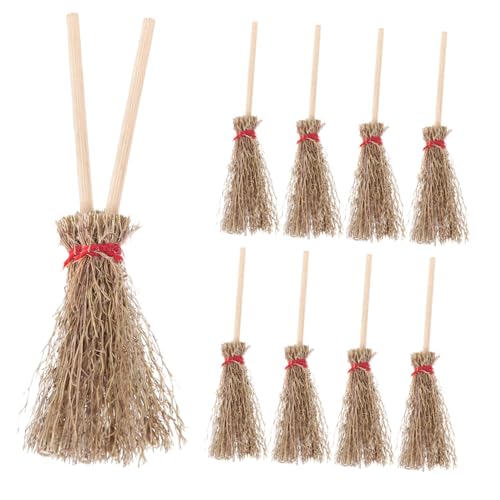 Toddmomy 12 Stück Teiliges Mini Hexenbesen Rotes Band Großes Strohbesen Halloween Deko Langlebiges Hexen Accessoire für Party als Kostümprop und Mitgebsel Lebendige Hängedekoration von Toddmomy