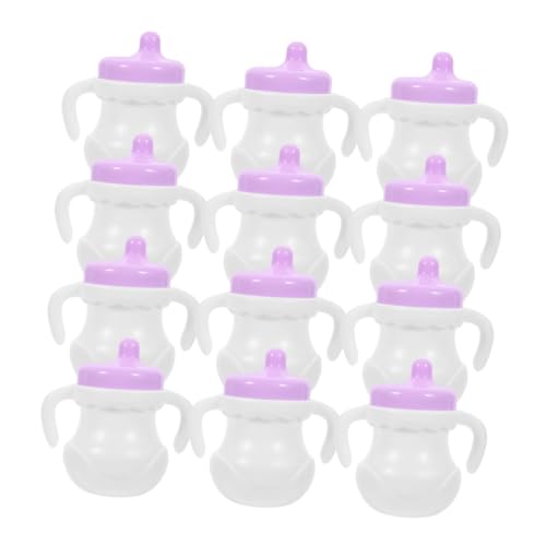 Toddmomy 12 Stück Teiliges Miniatur Babyflaschen Kindersicheres Kunststoffspielzeug für Rollenspiele Pädagogisches Puppenhaus Zubehör für Robust und Farbecht Weiß von Toddmomy