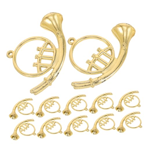 Toddmomy 12 Stück Teiliges Miniatur Musik Instrumente aus Kunststoff Goldene Trompete Langlebiger Weihnachtsbaumschmuck DIY Kranz und Puppenhaus Zubehör für Festliche Dekoration von Toddmomy