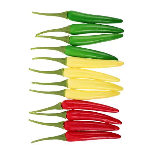 Toddmomy 12 Stück Teiliges Realistische Chili Paprika Deko aus Lebensechte Gemüse Modelle Rot Grün Gelb Vielseitig für Küchen Dekoration Foto Requisiten und Lehrzwecke von Toddmomy