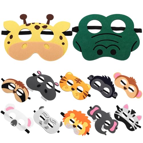 Toddmomy 12 Stück Teiliges Set Tiermasken aus Filz für Bunte Halloween Cosplay Masken für Partys Geburtstagsfeiern und Themenveranstaltungen Wiederverwendbar und Leicht von Toddmomy