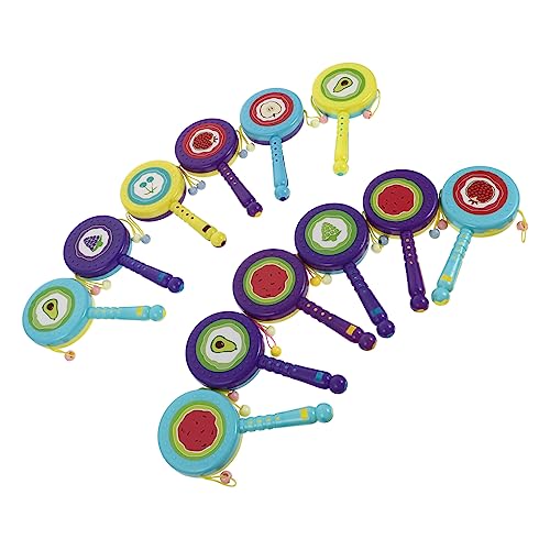 Toddmomy 12 Stück Teiliges Shaker Bunte Rasseltrommeln Weiche Kanten Doppelseitige Muster Pädagogisches Musikspielzeug für Kleinkinder Jungen Mädchen von Toddmomy