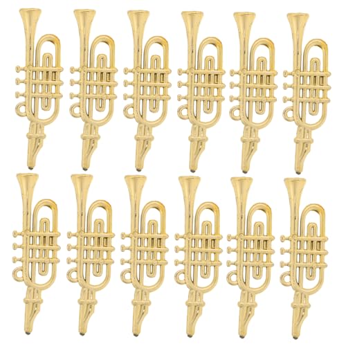 Toddmomy 12 Stück Weihnachtsdekoration Miniatur-Dinge Mini-trompete Miniatur-musikinstrumentenmodell Trompete Mini-musikinstrumente Kunststoffinstrumente Saxophon Plastik Golden von Toddmomy
