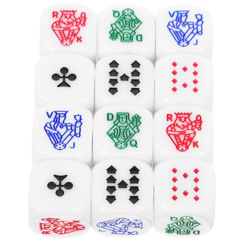Toddmomy 12 Stück Weiße Poker Würfel für Kartenspiele Spielwürfel für Partys Bars und Ktv Clubs Leicht Tragbar und Praktisch für Unterhaltungszwecke von Toddmomy