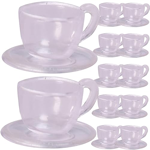 Toddmomy 12Sätze Teiliges Mini Teetassen Set mit Untertassen für Puppenhäuser Transparentes Puppenhaus Zubehör Kreativität und Praktischen Fähigkeiten bei Kindern von Toddmomy