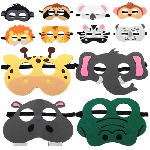 Toddmomy 12Stücke Cartoon Tiermasken für Lustige Halloween Wiederverwendbare Cosplay Tiermasken für Festlichkeiten und Kinderverkleidungen von Toddmomy