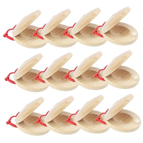 Toddmomy 12Stücke Holz Kastagnetten für Rhythmus Instrument für Musikalische Frühförderung Handgefertigte Percussion Spielzeuge für Jungen und Fördert Koordination von Toddmomy