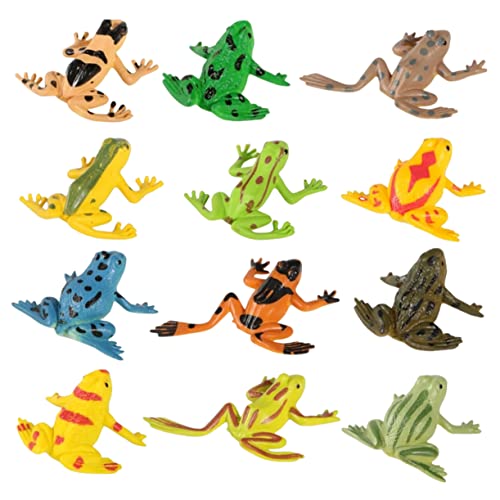 Toddmomy 12Stücke Miniaturfrösche Figuren Realistische Plastikfrösche für Kreative Landschaften und Dekoration für Garten für Lernspiele und Bastelprojekte von Toddmomy