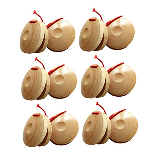 Toddmomy 12stücke Holzschlaginstrumente Für Junge Mädchen Orff-kastagnette Fingerkastagnetten Aus Holz Für Musikunterricht Percussion Spielzeug Leicht Zu Tragen von Toddmomy