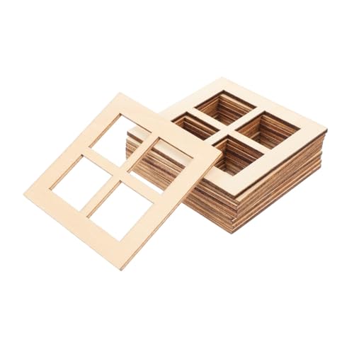 Toddmomy 15 Stück Mini-Möbelmodell Miniatur-Puppenhausfenster Mini-Hausmöbel- puppenhaus zubehör Puppenhaus Accessoires Miniaturfenster aus Holz Puppenhaus-Möbelfenster hölzern Beige von Toddmomy