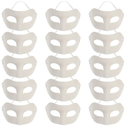 Toddmomy 15 Stücke Weiße Masken Halloween Einfache Weiße Masken Halbes Gesicht Unbemalte Maskerademasken zum Dekorieren von DIY Malerei Maskerade Cosplay Party von Toddmomy