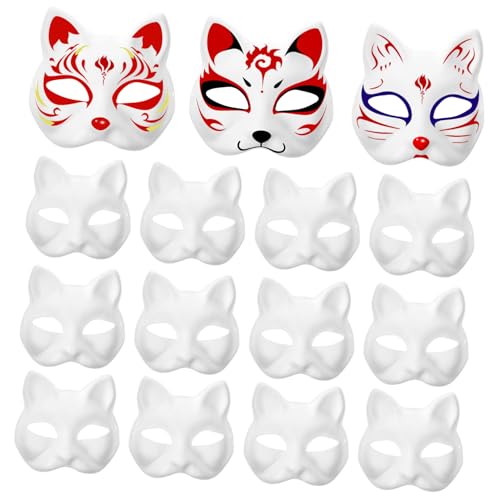 Toddmomy 15stücke Katzenmasken Unbemalte Weiße Masken Malen Für Halloween Und Maskenbälle Kreative Bastelideen Für Erwachsene von Toddmomy