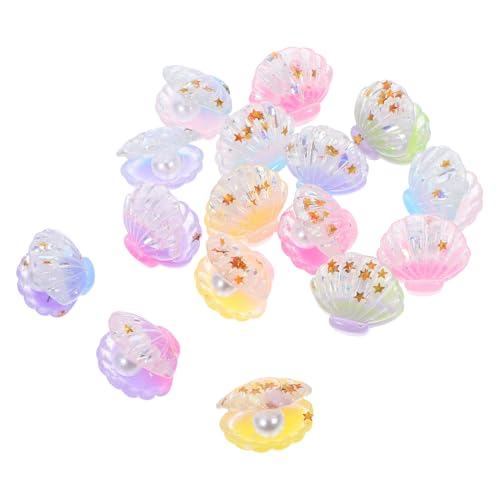 Toddmomy 16 Stück Leuchtende Mini Muscheln mit Perle Glänzende Resin Charms für DIY Bastelprojekte für Hochzeiten Partys und Dekorationen von Toddmomy