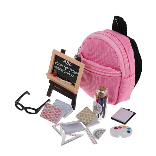 Toddmomy 16 Stück Maßstab Mini Rucksack Lineal Tafel Papier Taschenrechner Puppenhaus schulbedarf Langlebig Tragbar Vielseitig für Schule und Zuhause von Toddmomy