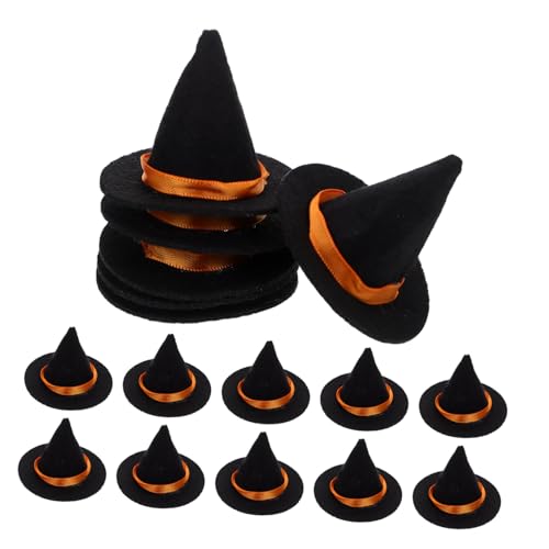 Toddmomy 16 Stück Teiliges Mini Halloween Hexenhut aus Schwarzem Filz Staubdichte Flaschenverschlüsse Robuste Formbeständigkeit Einfache Anbringung Dekorative Kleine Hexenhüte für Festliche von Toddmomy