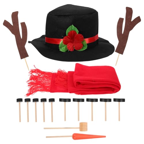 Toddmomy 16-teiliges Schneemann-ankleideset für Kinder, Schneemann-dekorationszubehör mit Mütze, Schal, Augen, Mund, Knopf Und Karottennase aus Plastik von Toddmomy