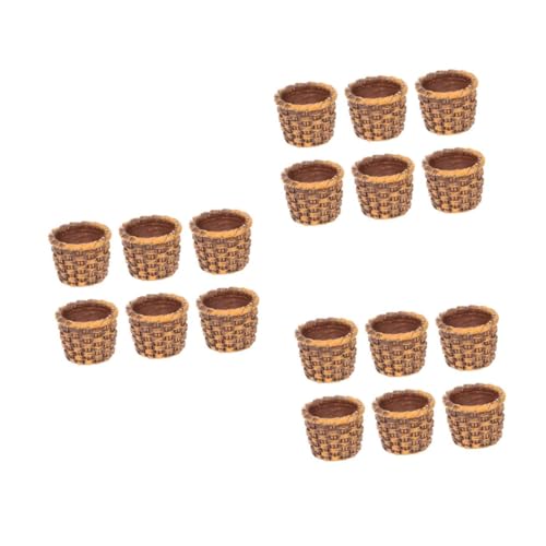 Toddmomy 18 Stck Teiliges Miniatur Rattankorb aus Resin Kleine Puppenhaus Deko ohne Henkel Detailreiche Mini Körbe für DIY Miniaturlandschaften und Puppenmöbel von Toddmomy