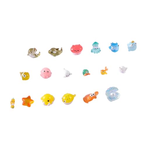 Toddmomy 18 Stück Teiliges Miniatur Harz Meerestiere Figuren Handbemalt Lebensecht für Aquarium Deko Micro Szenerie Garten Auto Dekoration von Toddmomy