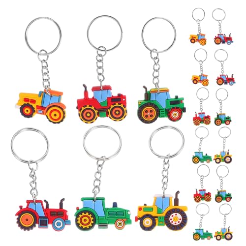 Toddmomy 18-teiliger Traktor-Schlüsselanhänger für Kinder: Kleiner Schlüsselanhänger mit landwirtschaftlichem LKW, bunte Anhänger für Bauernhoffahrzeuge, Partyzubehör für Erntedankfeste, von Toddmomy