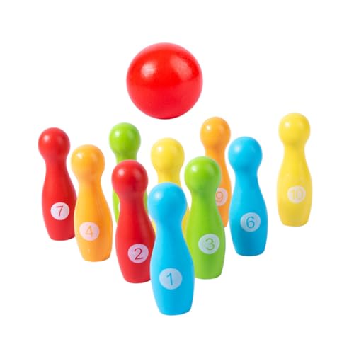 Toddmomy 1Satz Bowling für Indoor Outdoor mit Pins und Bällen Fördert Hand Augen Koordination Familienspaß für Garten Partys von Toddmomy
