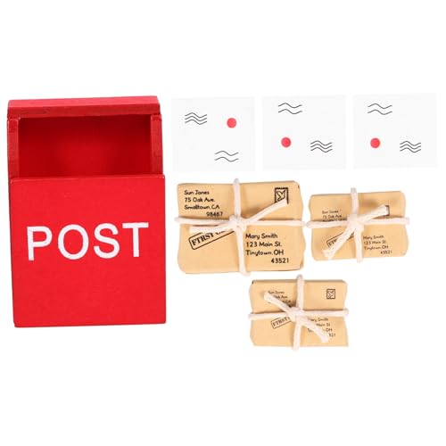 Toddmomy 1Satz Briefkastenmodell Dekorativer Kleiner Briefkasten Für Puppenhaus Dekoration Postsack Und Postkarten Für Kreative Szenen von Toddmomy