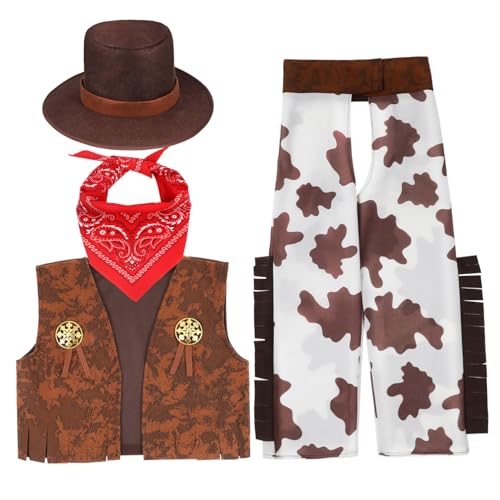 Toddmomy 1Satz Cowboy Kostüm für Kleinkinder mit Hut Weste und Hose Cosplay Outfit für Jungen Halloween und Faschingskostüm aus Hautfreundlichem Material für Partys von Toddmomy