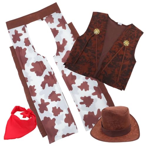 Toddmomy 1Satz Cowboy Kostümset für Teiliges Outfit mit Hut Bandana und Weste für Halloween Westernpartys und Rollenspiele Bequemes Material für Unvergessliche Auftritte von Toddmomy