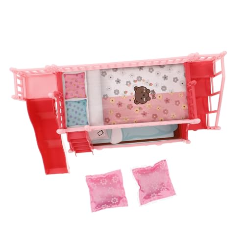 Toddmomy 1Satz Doppelstöckiges Puppenbett Set für Puppen Mini Möbel für Kreatives und Funktional für Puppenhaus Zubehör und Kinderzimmer Gestaltung von Toddmomy
