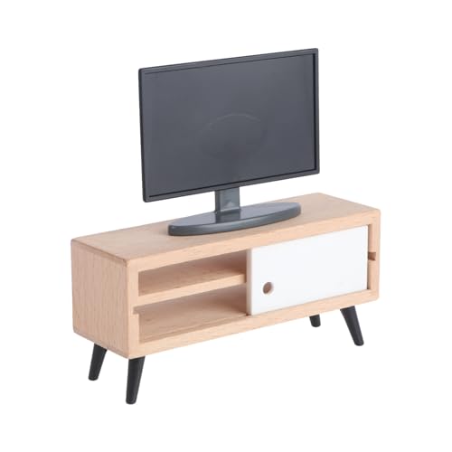 Toddmomy 1Satz Fernseher mit Tv Schrank Simuliertes Möbelmodell für Puppenhaus Dekoration Teiliges Schwarzer Fernseher Tv Schrank Realistisches Design für DIY von Toddmomy