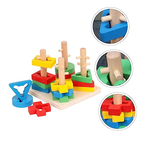 Toddmomy 1Satz Geometrische Sortierblöcke Holzspielzeug für Stapelspiel zur Farberkennung und Formsortierung Vorschulspielzeug für Kreative Lernspiele von Toddmomy