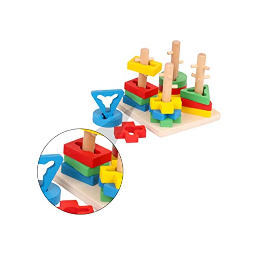 Toddmomy 1Satz Holz Lernspielzeug für Pädagogisches Stapel und Sortierspielzeug mit Geometrischen Puzzles zur Farberkennung und Formsortierung für Kreative Spiele im Vorschulalter von Toddmomy