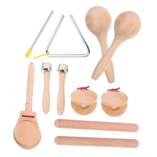 Toddmomy 1Satz Holz Schlaginstrumente Für Kleinkinder Teiliges Musikinstrument Mit Glocke Und Kastagnette Fördert Kreativität Und Hand Auge Koordination Für Alter von Toddmomy