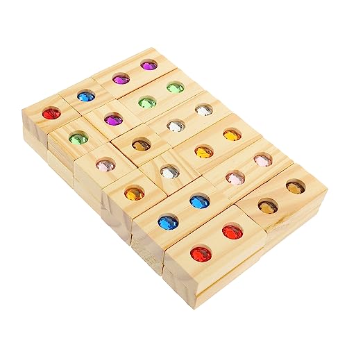 Toddmomy 1Satz Holzbausteine mit Edelsteinen Farbige Stapelspielzeuge für Frühes Lernen Lernspielzeug Farberkennung und Hand Augen Koordination Teile von Toddmomy