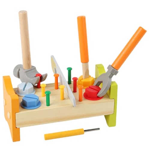 Toddmomy Holzspielzeug Werkzeugkiste für Kleinkinder Hammerspielzeug mit Hammer Montessori Spielwerkbank Pädagogisches Spielzeug für Kinder ab 1 Jahr von Toddmomy