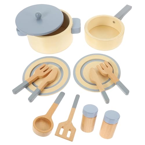 Toddmomy 1Satz Kochgeschirr Set Aus Holz Für Rollenspiel Zubehör Für Spielküche Farbenfroher Töpfe Und Pfannen Als Kindergeschenk Für Kreative Küchenspiele von Toddmomy