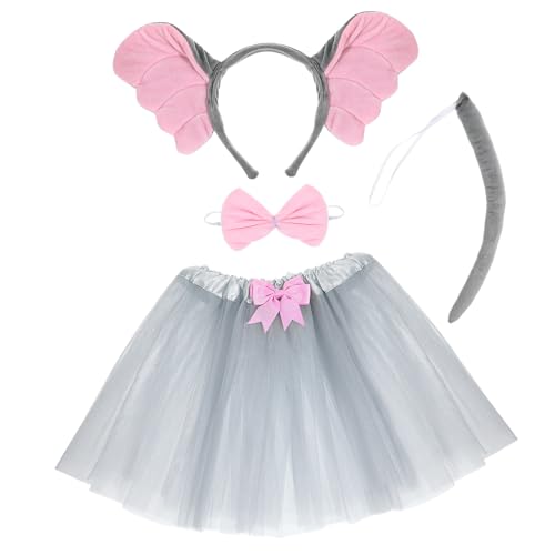 Toddmomy 1Satz Kostüm Set Tier Stirnband Mit Grauer Tutu Rock Und Schleife Für Halloween Und Fasching Cosplay Zubehör von Toddmomy