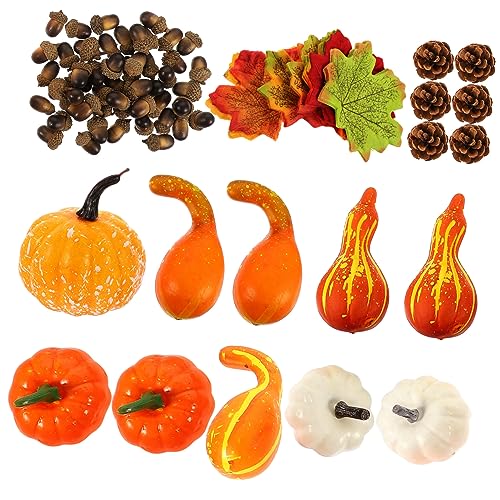 Toddmomy 1Satz Künstliche Kürbis Dekorationen Mit Ahornblättern Eicheln Für Halloween Und Thanksgiving Teiliges Für Kreative Fotorequisiten von Toddmomy