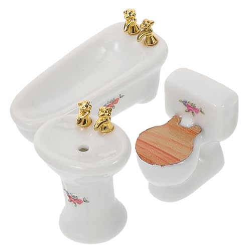 Toddmomy 1satz Miniatur Badezimmer Puppenhaus Badewanne Toilette Waschbecken Deko Für Kleine Badezimmer Puppenhaus Zubehör Realistische Miniatur Accessoires Für Kreatives Spiel von Toddmomy